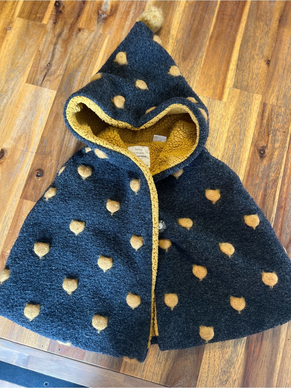 Zara Hooded Cape with Mustard Dot Accents